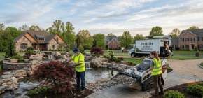 Landscaping crew working on a jobsite