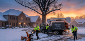 Snow removal crew clearing a property