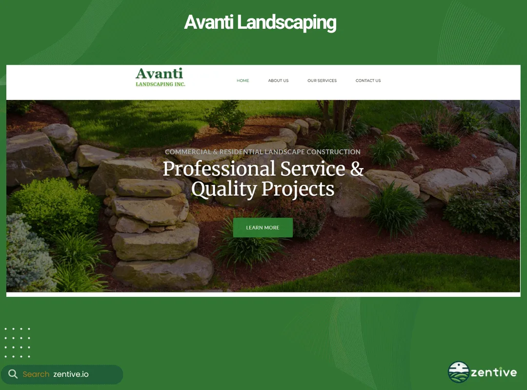 website for Avanti Landscaping