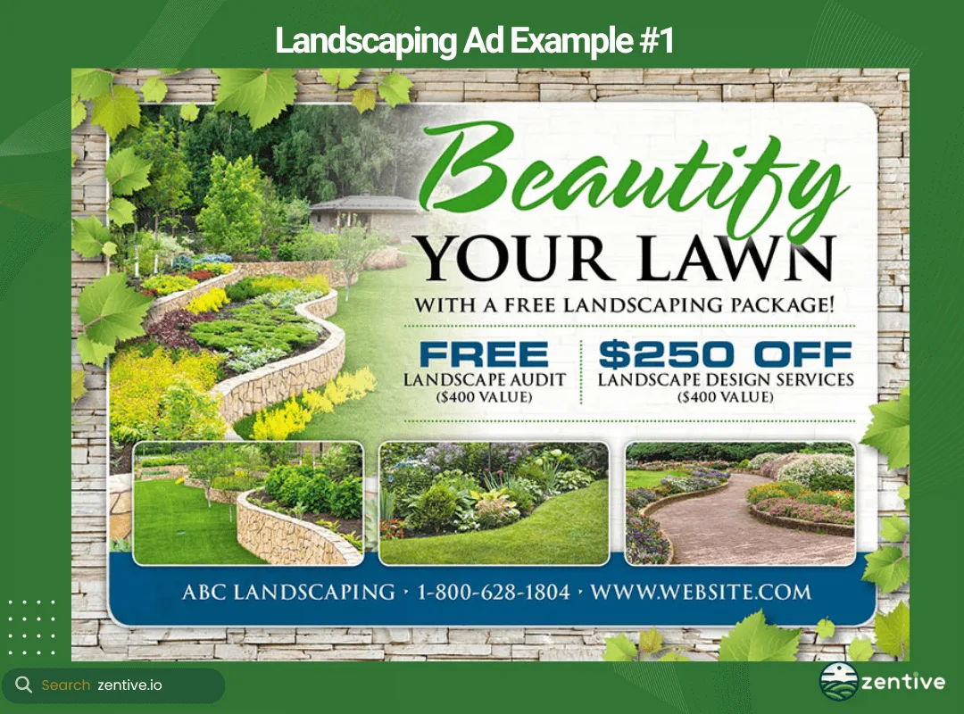 #1 landscaping Ad Example