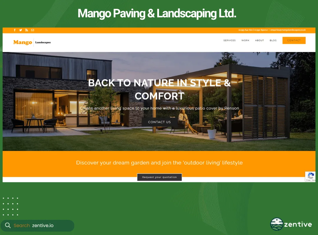 website for Mango Paving & Landscaping Ltd.