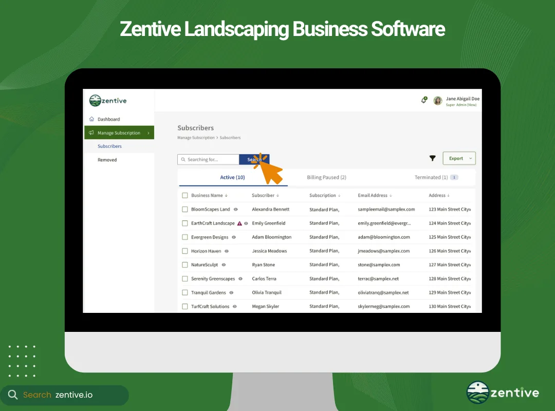 Zentive landscaping business software