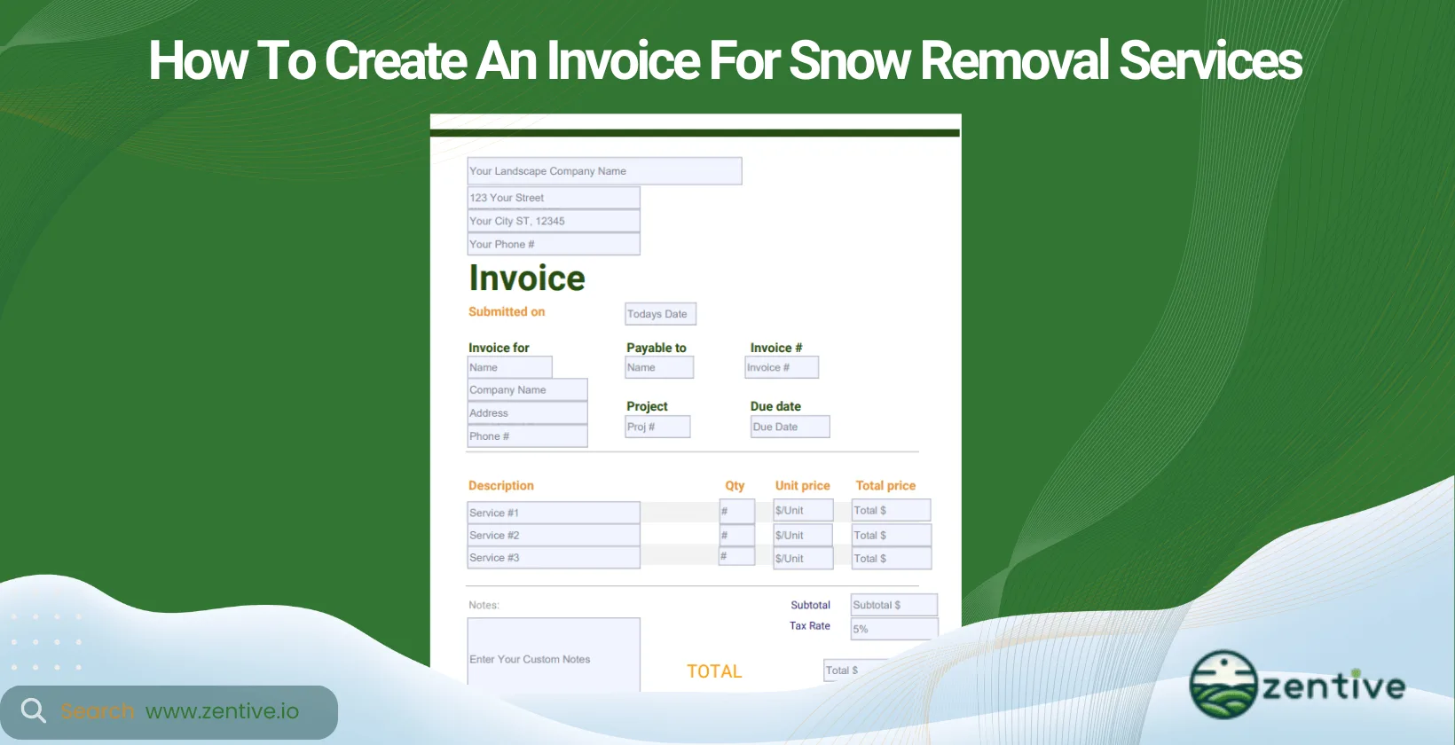 invoice Snow Removal services