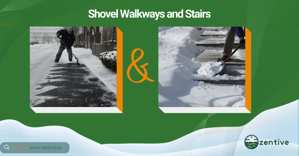 shoveling snow stairs and walkways