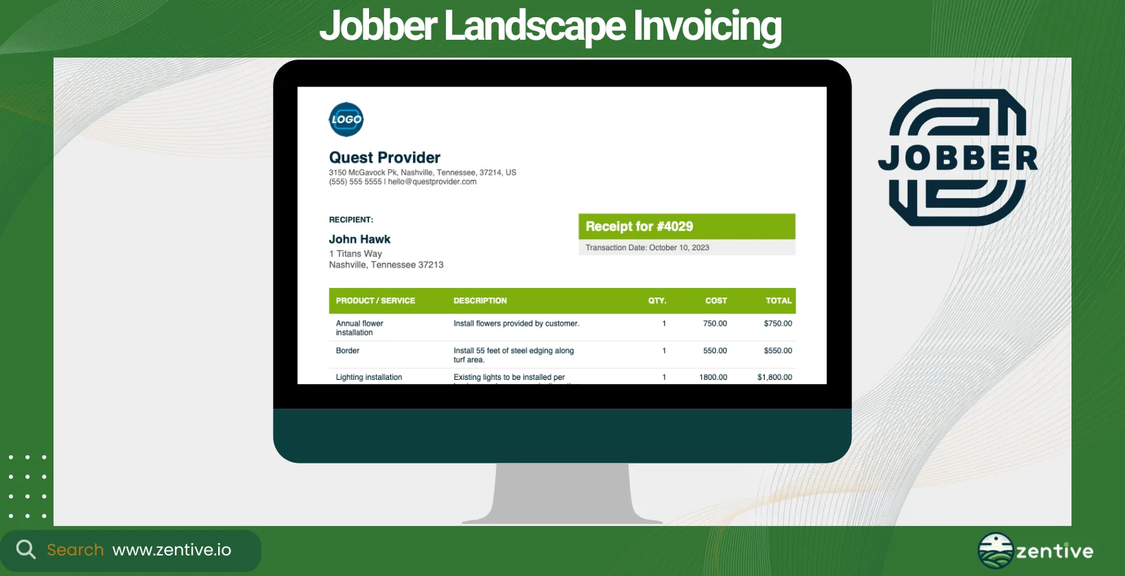 Jobber Landscape Invoicing