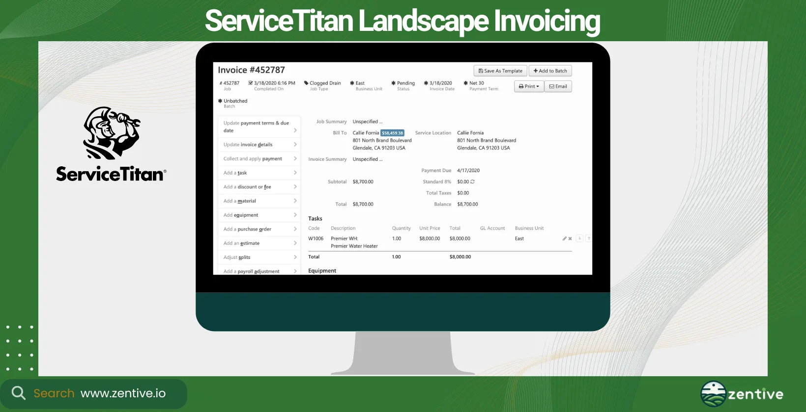 ServiceTitan Landscape Invoicing