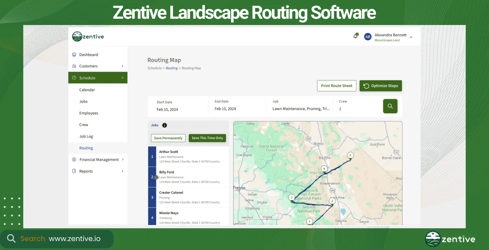 Zentive Landscape Route Optimization Software
